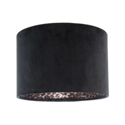 Black Velvet Lamp Shade with Inner Leopard Print Satin Shimmer Lining Black Black 1