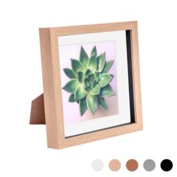 "Nicola Spring 8 x 8"" Photo Frame - Light Wood/White Mount - 3D Photo Frame Picture Frame Box Portrait Display Case (22.5 x 22.5cm)"