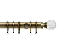 35mm Fixed Length Metal Curtain Pole Set Antique Brass Segmented Ball Finial 190cm Bronze Bronze