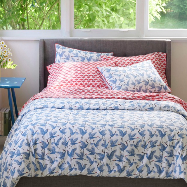 Blue Family of Cranes Duvet Cover Set Blue Super King Blue Super King