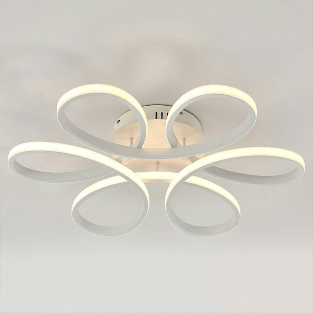 Living and Home Modern Acrylic Light-adjusted Petal LED Semi Ceiling Light, 58cm W x 58cm D