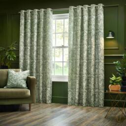 Wylder Nature Bengal Chenille Green Eyelet Curtains (W)117cm x (D)137cm Multi