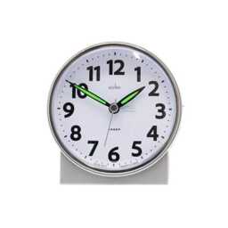 Acctim Micah Alarm Clock, Analogue Display, Non-Ticking, Blue LED Backlight Silver Silver