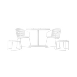 Patio Bistro Set with Ottomans Steel White, 5 pieces