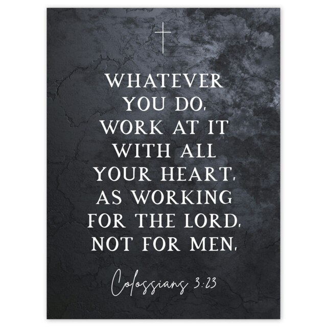 Colossians 3:23 Working For Lord Not Men Bible Verse Large Wall Art Print 18x24 Inch Multi