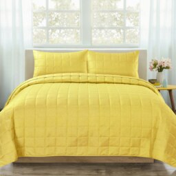 Velosso Nolan Quilted Bedspread Set Yellow Ochre Single