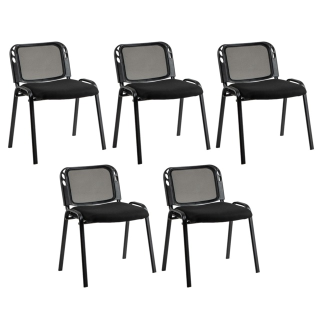 COSTWAY Set of 5 Stackable Reception Guest Chairs Black