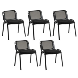 COSTWAY Set of 5 Stackable Reception Guest Chairs Black