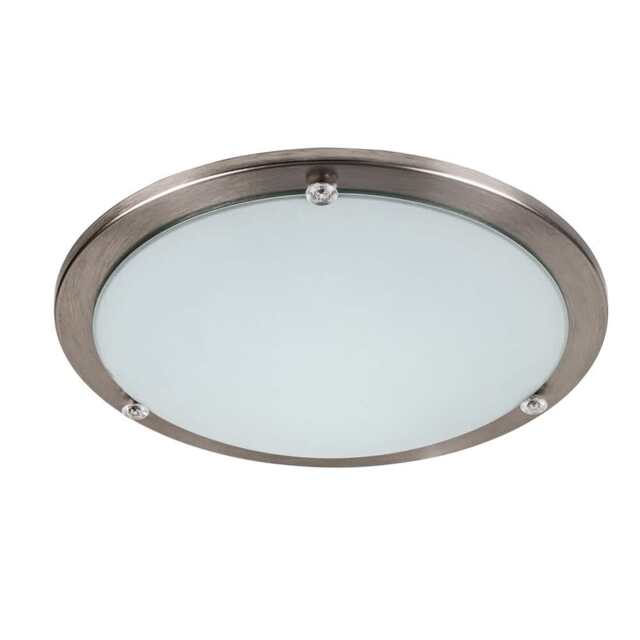 ValueLights Cymbal Chrome Flush Ceiling Light and Bulb
