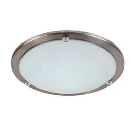 ValueLights Cymbal Chrome Flush Ceiling Light and Bulb