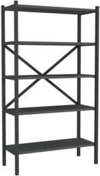 5-Shelf Wood Bookcase Unit With Metal Frame Home Decor Storage and Shelving Multi Anthracite 1