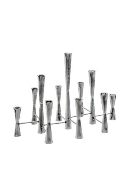 Parker 11 Piece Candle Centerpiece - Mild Steel - L27 x W51.5 x H42 cm - Silver Silver 1