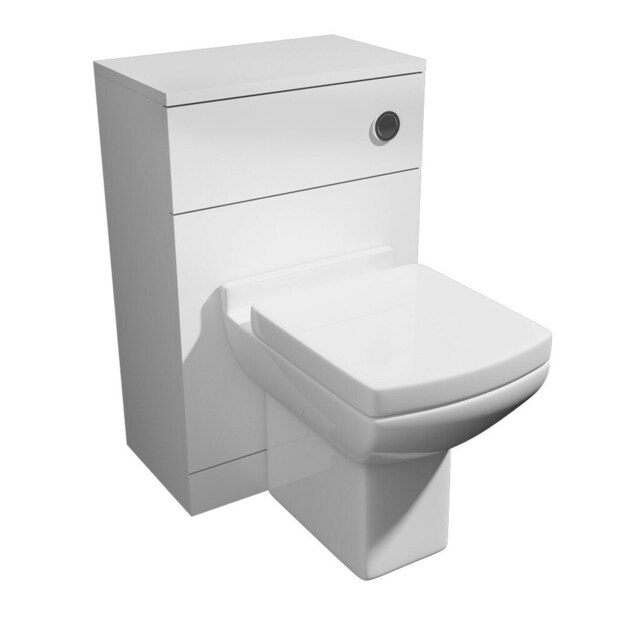 Bathroom 500mm WC Unit Set - White - (Innocent) Includes Squared Toilet Seat with Matching Pan White White 1