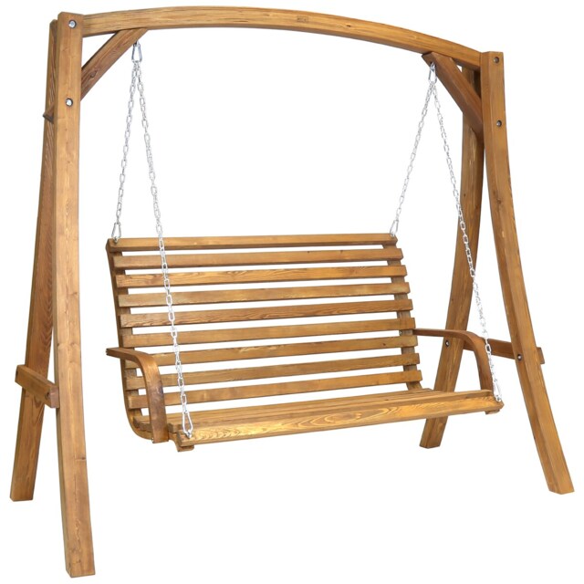 Charles Bentley 2 / 3 Seater Swing Seat in Brown Larch wood Weatherproof - 1.9M
