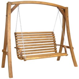 Charles Bentley 2 / 3 Seater Swing Seat in Brown Larch wood Weatherproof - 1.9M