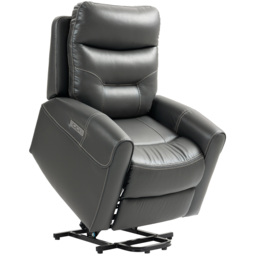 HOMCOM Power Lift Recliner Chair for Elderly, Overstuffed Faux Leather Riser and Reclining Chair with USB A C Ports, Recliner Armchair for Living Room, Charcoal Grey