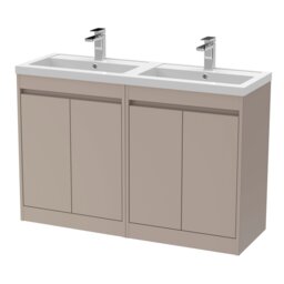 Balterley Chartley Contemporary Floor Standing 4 Door Vanity Basin Unit, Polymarble Basin, 1200mm, Taupe