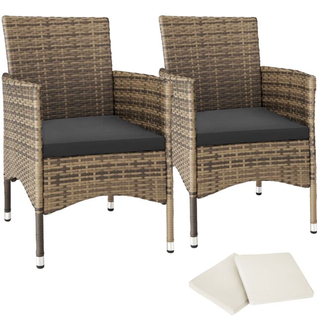 Garden Chair Nantes Set of 2 - weather and UV-resistant, 2 sets of cushion covers Cream nature/dark grey 2