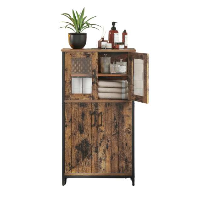Multipurpose Kitchen Sideboard Buffet Cabinet With Doors Rustic Brown Brown