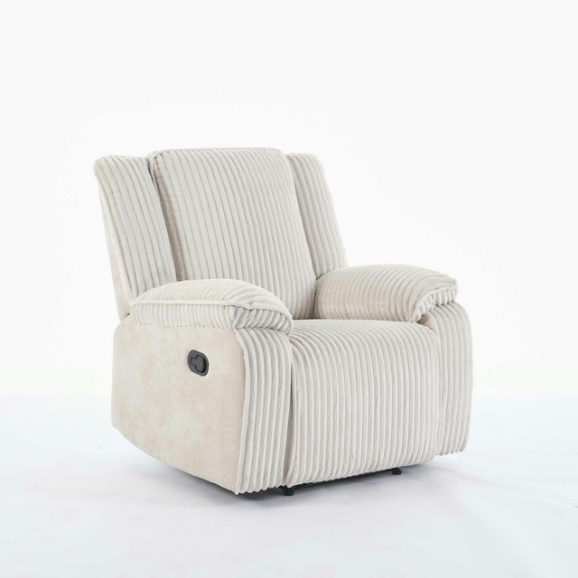 Verona Jumbo Cord Manual Recliner Chair Cream Beige