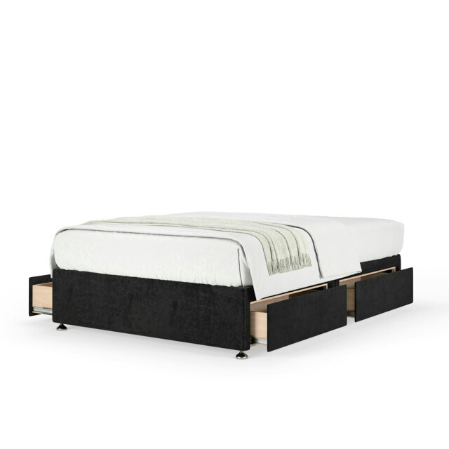 Majestic 1000 Pocket Sprung Black Naples Velvet 4 Drawer Divan Set Small Double