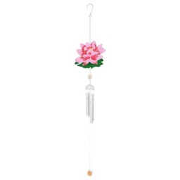 Something Different Water Lily Windchime - Pink/Green/Silver - One Size