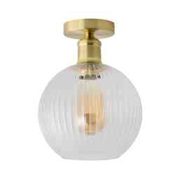 ValueLights Maddison Brushed Gold Flush Ceiling Light and Bulb