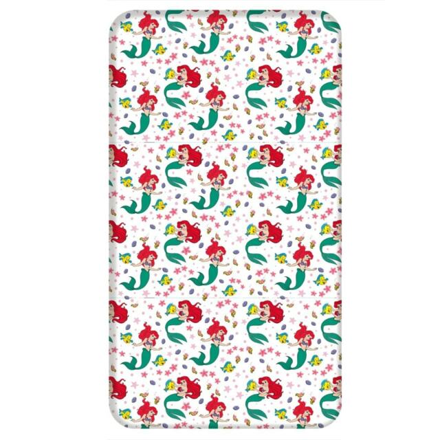 Little Mermaid Ariel Friends Fitted Sheet - White/Multicoloured - Single