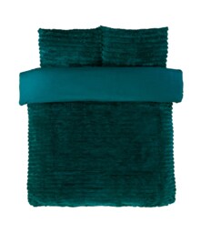 Chunky Ribbed Fur Polyester Duvet Cover Set with Pillowcase Green Single 1