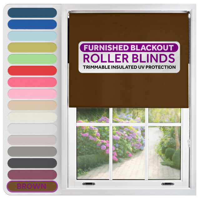 Blackout Roller Blind 80cm Wide x 210cm Long Brown Brown