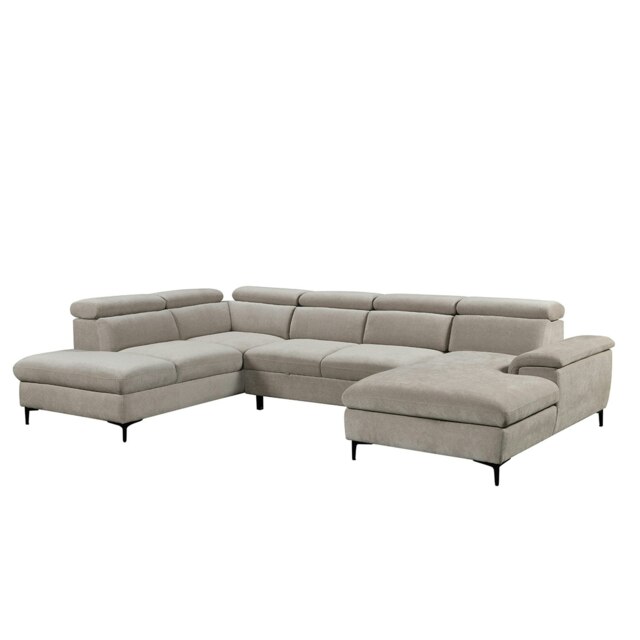 Leon 4 Seater Fabric Pull Out Sofa Bed (Beige) Cream Beige Four Seater