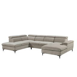 Leon 4 Seater Fabric Pull Out Sofa Bed (Beige) Cream Beige Four Seater