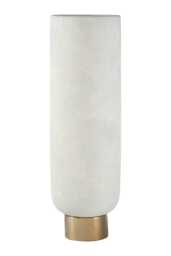 Callie White and Gold Large Pedestal Vase Gold Gold, White