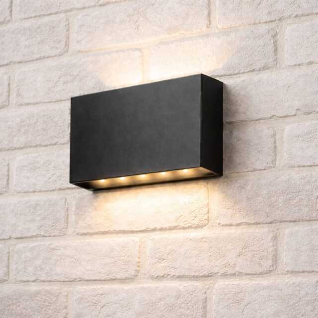 CGC Donna Black Slim Up and Down LED Outdoor Wall Light 13W 700 lm 4000K IP65 Black Black Height: 12.5 cm Width: 20 cm Depth: 4 cm