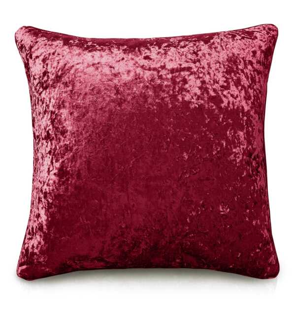 Luxury Crushed Velvet Plain Scatter Cushion - 43cm x 43cm Red Raspberry
