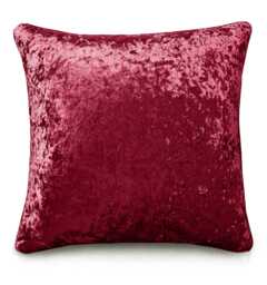 Luxury Crushed Velvet Plain Scatter Cushion - 43cm x 43cm Red Raspberry