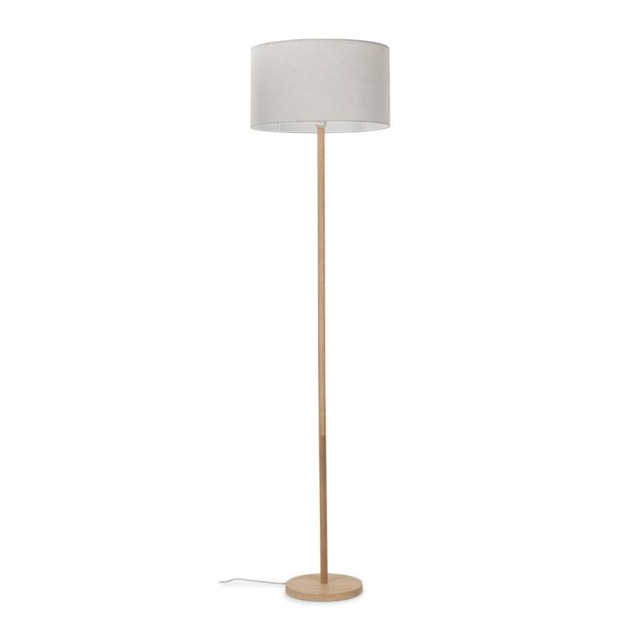 ValueLights Heather Light Wood Floor Lamp Grey Shade