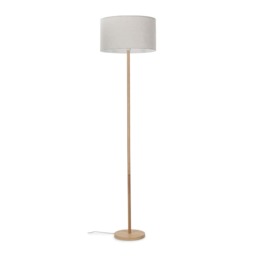 ValueLights Heather Light Wood Floor Lamp Grey Shade