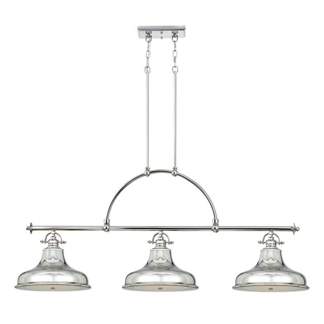Emery 3 Light Pendant Bar Chandelier Light Silver, E27