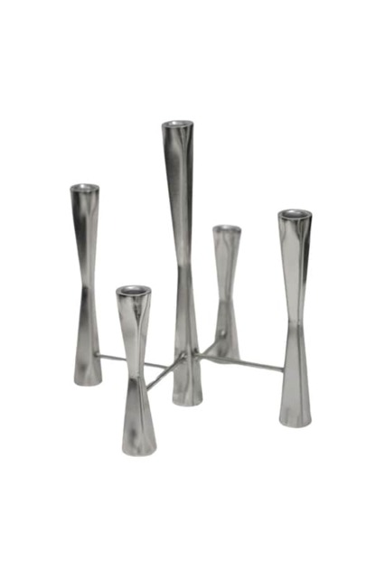 Parker 5 Piece Candle Centerpiece - Mild Steel - L27 x W27 x H42 cm - Silver Silver 1