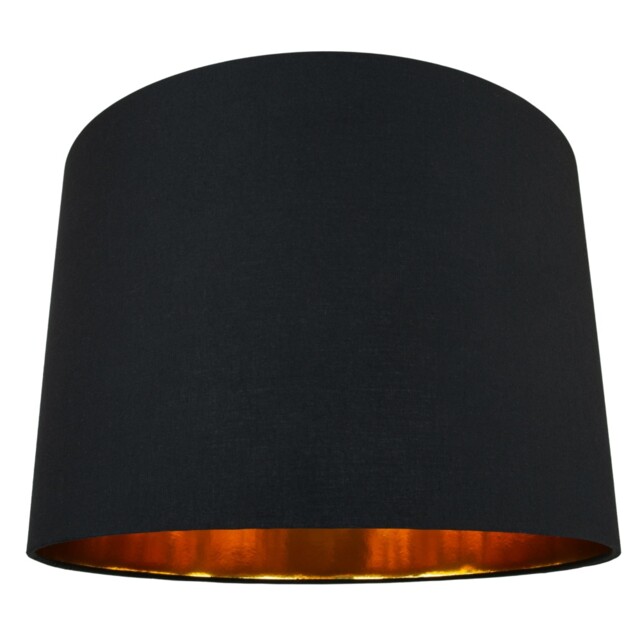 "Modern Jet Black Cotton 16"" Floor/Pendant Lamp Shade with Shiny Golden Inner Black Black 1"