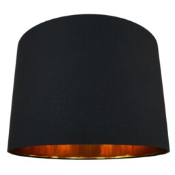 "Modern Jet Black Cotton 16"" Floor/Pendant Lamp Shade with Shiny Golden Inner Black Black 1"