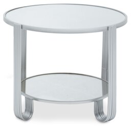 Jolie Round Mirrored Top Silver Frame Table Silver