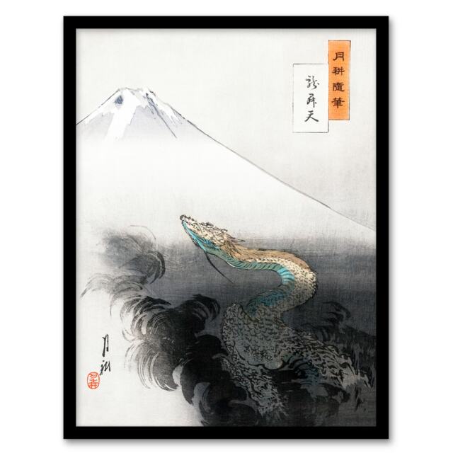 Ogata Gekko Framed Wall Art Print Ryu Shoten Ascending Dragon Home Décor