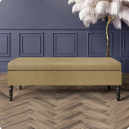 Safar Plain 137cm Ottoman Storage Bench - Plush Velvet Shoe Bench - Mink Upholstery Footstool with Storage
