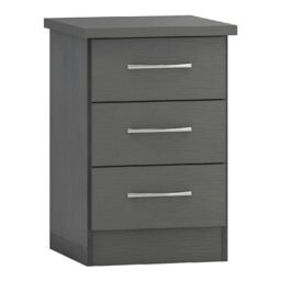 Nevada 3 Drawer Bedside Cabinet Grey 3D Effect Grey
