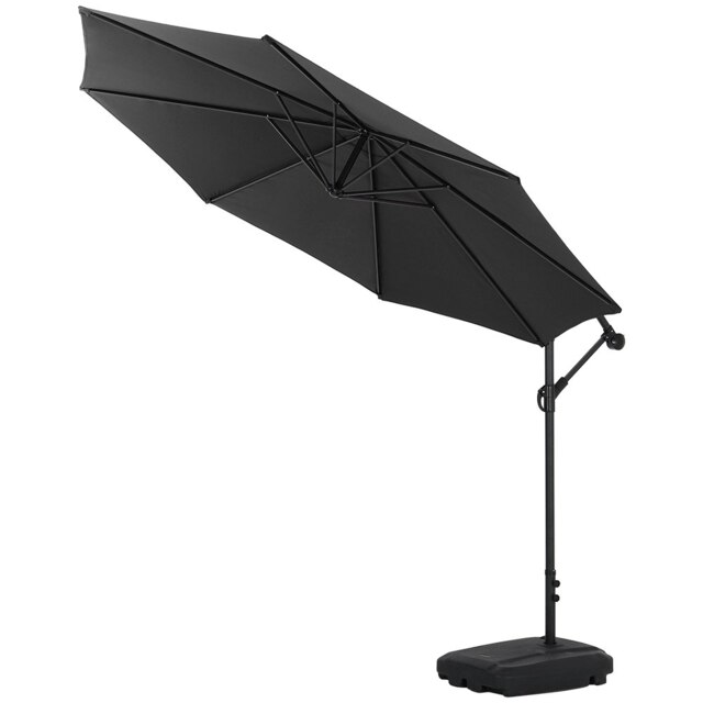 Living and Home 3M Large Banana Cantilever Patio Parasol with Base on Wheels - Black
