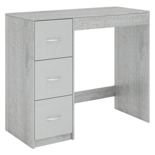 3-Drawer Wooden Desk and Dressing Table - Multi-Functional, 79.5x93x40 cm Grey Ash Grey & Cool Grey 22.5 x 43.5 x 98.5 1