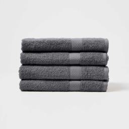 Homescapes Turkish Cotton Bath Towel Set of 4 - Grey Grey Bath towel 4