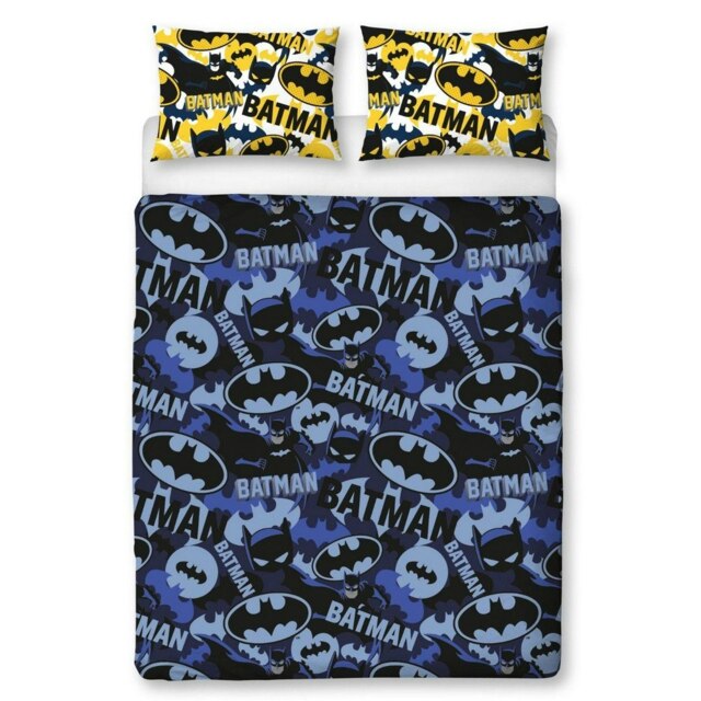 Batman Camo Duvet Cover Set - Blue/Yellow/Black - Single Blue Single